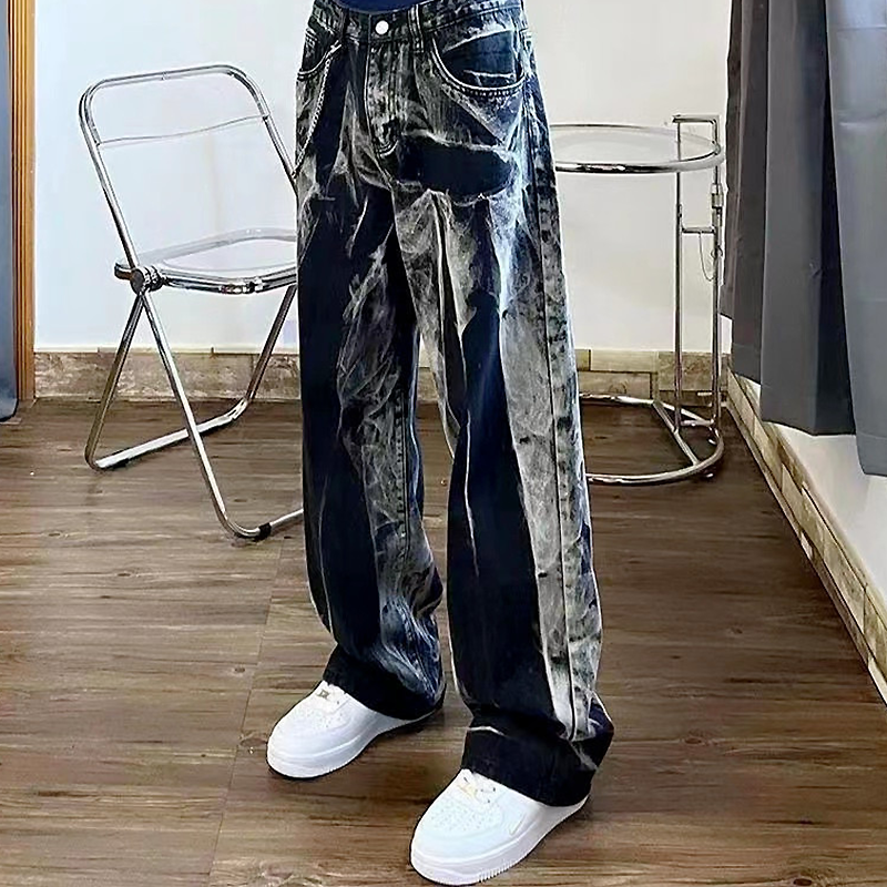 欧米ストリートヒップホップレトロタイダイワイドレッグパンツ