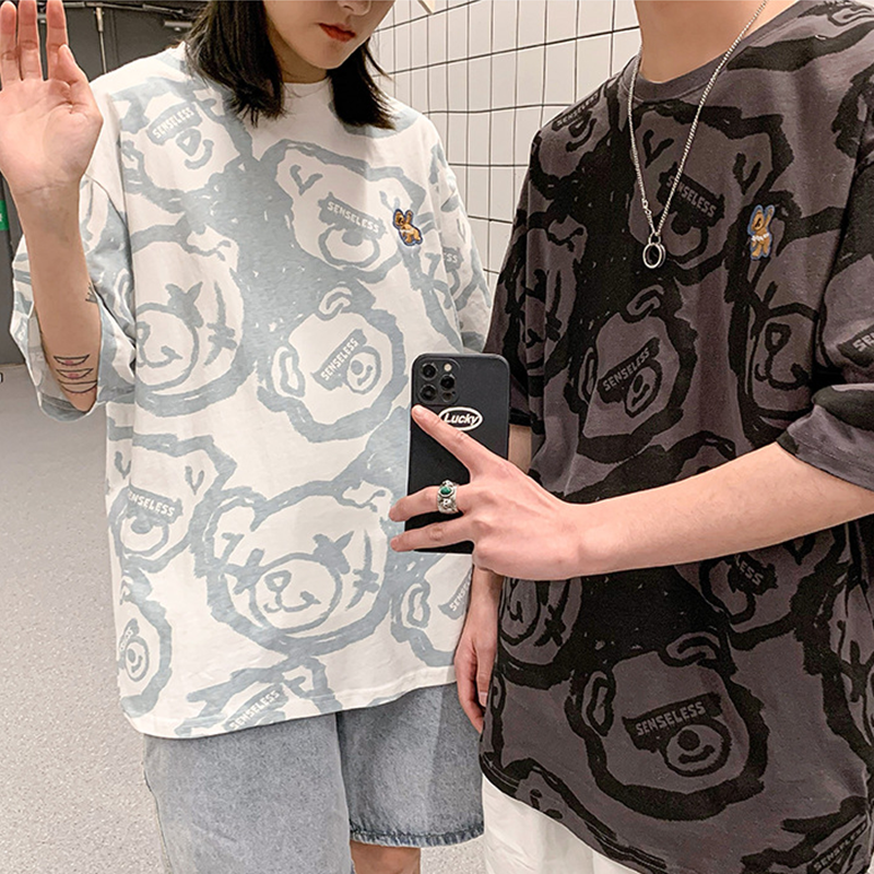 超かわいい暴力クマ カジュアル 半袖シャツ