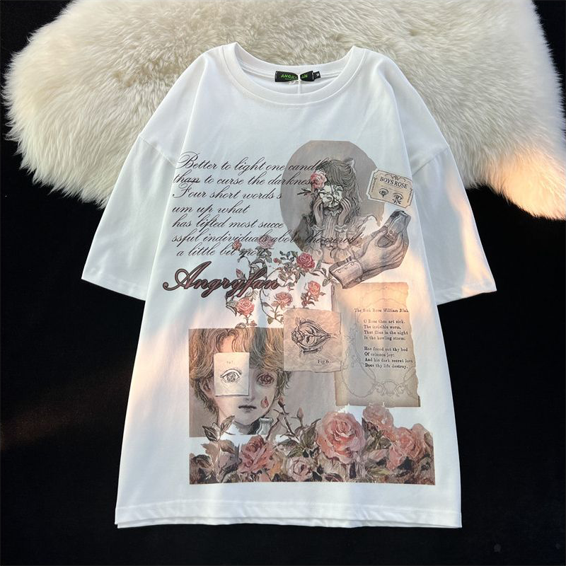 純粋な綿素材 アメリカンスタイル レトロ 半袖シャツ