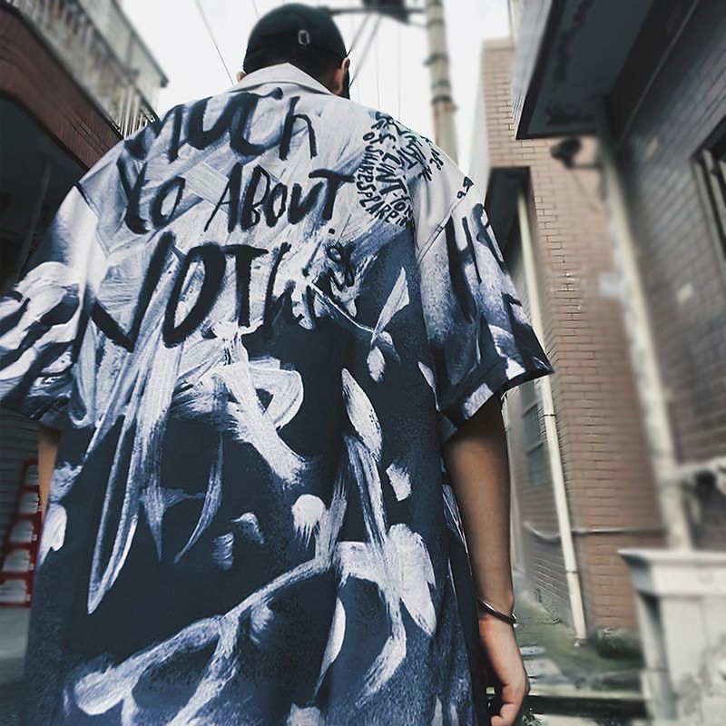 超カッコイイ OVERSIZE アメリカンスタイル 落書き風 半袖シャツ