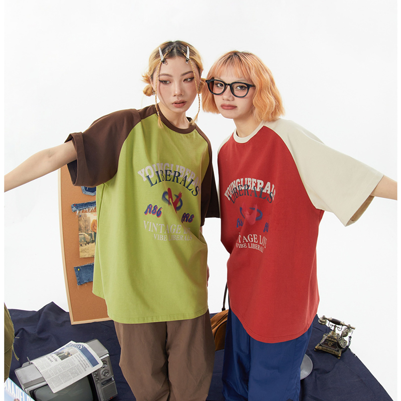 人気爆発 アメリカンスタイル コントラストカラー カジュアル 半袖シャツ