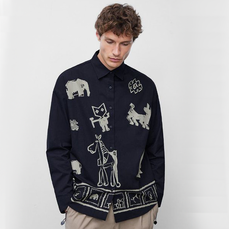 興味深いパターン カジュアル シャツ