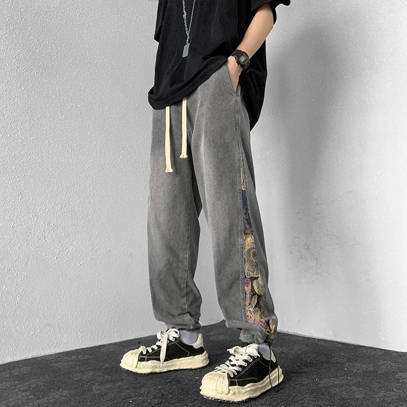 接合する 刺繍 かわいいクマ カジュアル スキニーパンツ ジーンズ