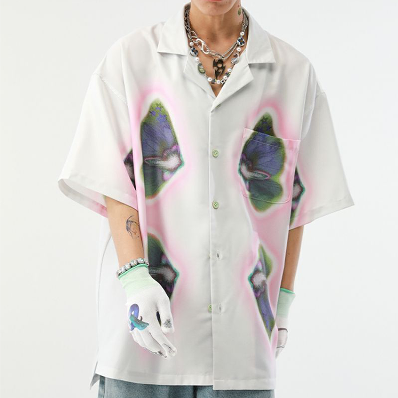 抽象芸術 韓国ファッション 半袖シャツ