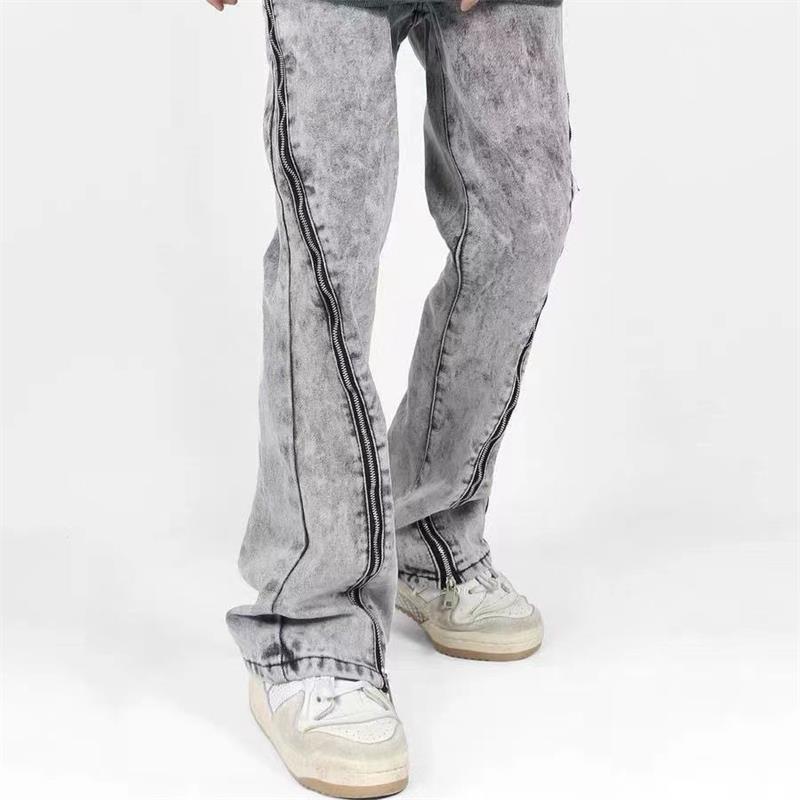 ハイストリートジッパーvibe風デザイン感ジーンズ