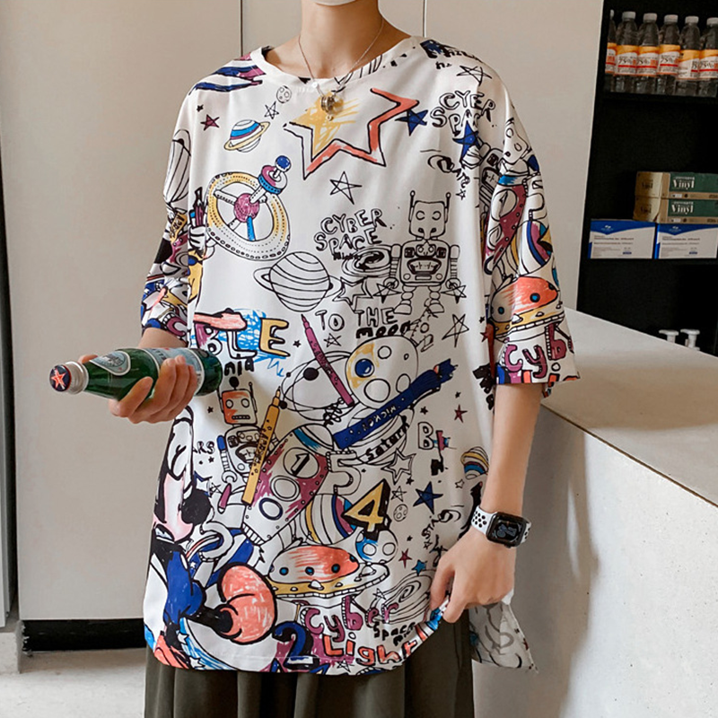アニメーション 落書き風 カジュアル 半袖シャツ