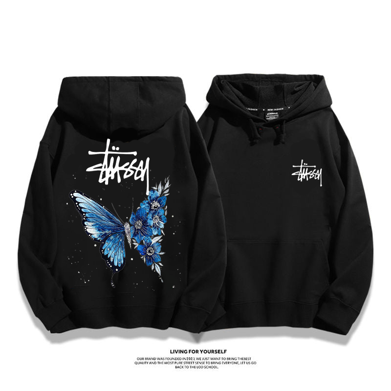 ルーズフィットデザインミニマルなデザインカートゥーンカップル パーカー