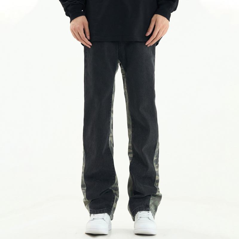 アメリカンハイストリートスタイル スプライシング風 ジーンズ