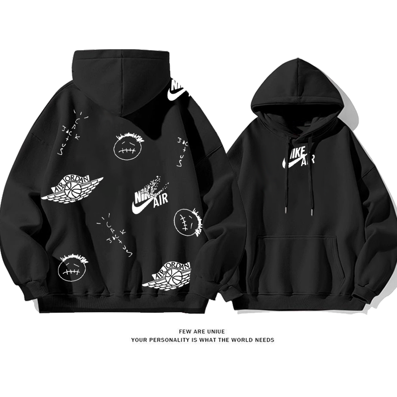 トレンディなデザイン プリント柄フード付きパーカー