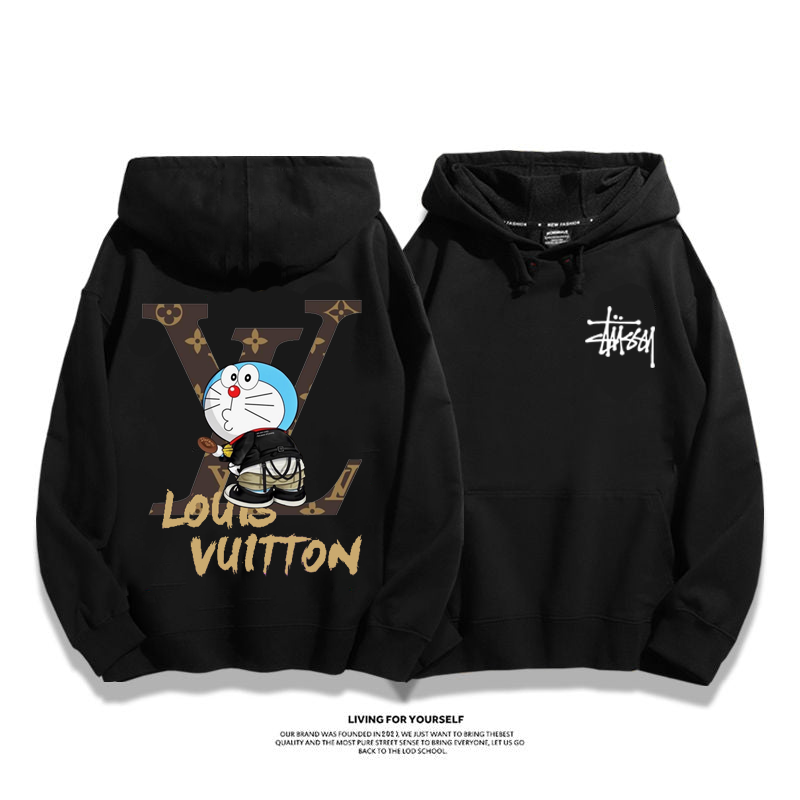 カートゥーンプリント柄フード付きパーカー