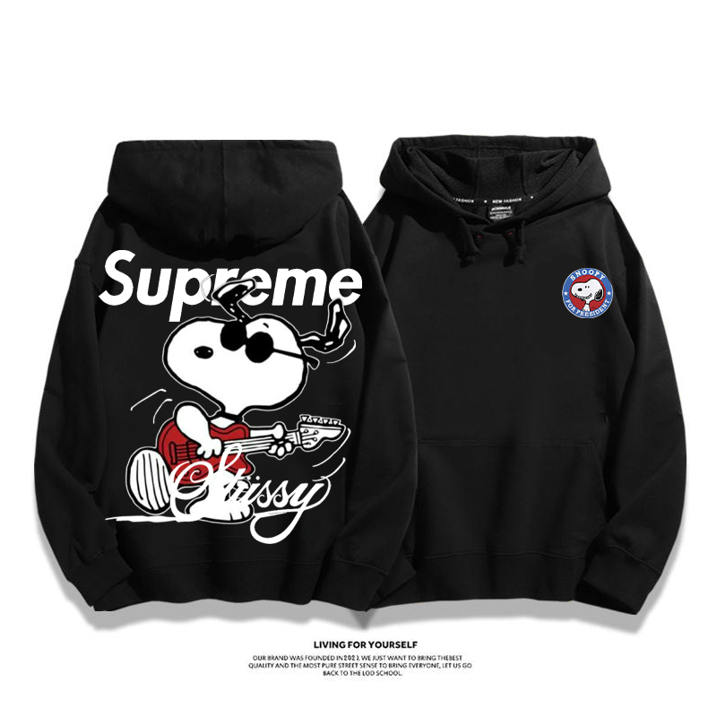 流行のファッション ロックドッグ プリント柄フード付きパーカー