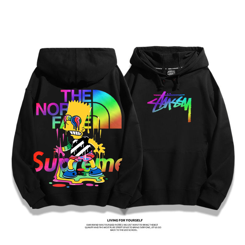 パーソナライズされたデザイン カラーグラフィックプリント フード付きパーカー