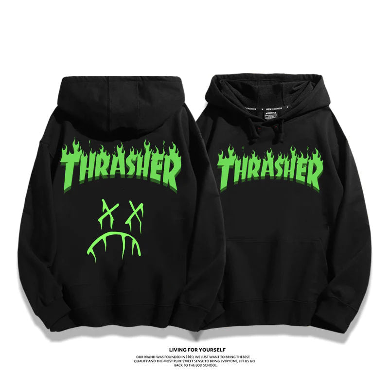 カートゥーンカジュアルヒップホップ風カップル パーカー