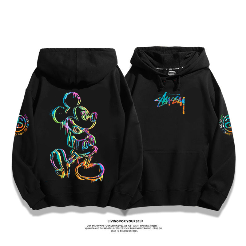 カラフル ねずみ プリント柄フード付きパーカー