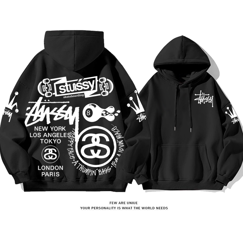 流行のブランド プリント柄フード付きパーカー