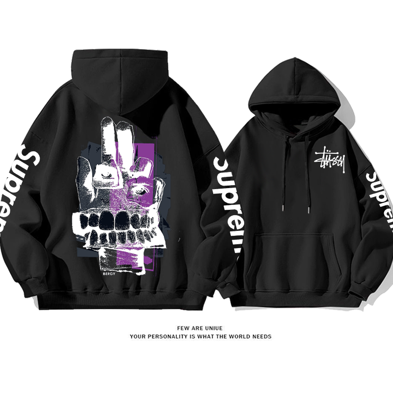 パーソナライズされたデザイン プリント柄フード付きパーカー