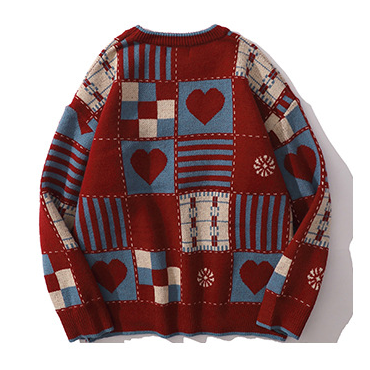 カレッジスタイル レトロ ハートマーク セーター