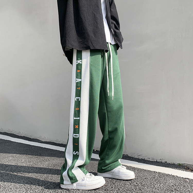 INS大人气 コントラストカラー ストライプ カジュアルパンツ