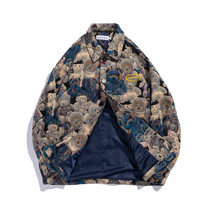 INSで大人気　インスタ映え プリント柄　クマ柄  刺繍 可愛い動物 コート