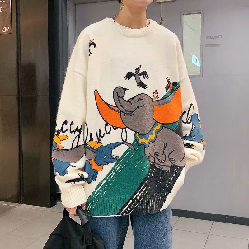 カートゥーン INS　インスタ映え カジュアル 丸首のセーター