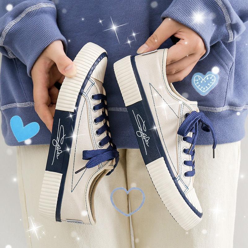 キャンパス 配色 定番 帆布 丸トゥスニーカー