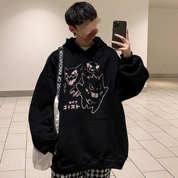 INSで大人気　いんすた映え プリント柄  小悪魔 カートゥーン フード付きパーカー