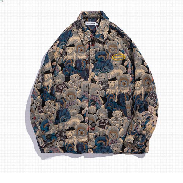 INSで大人気　インスタ映え プリント柄　クマ柄  刺繍 可愛い動物 コート