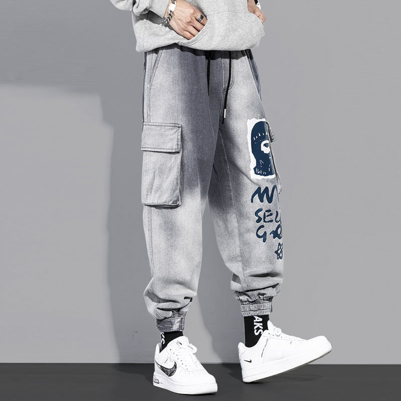 グラデーション 落書き  韓国ファッション　ジーンズ