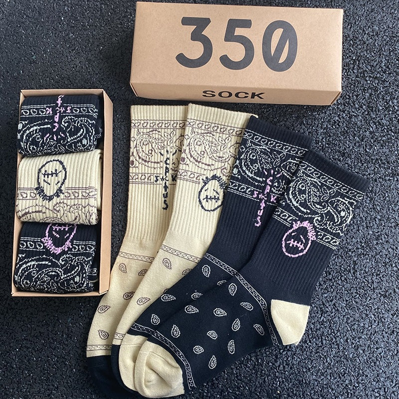 (幽霊の顔+英語)*二色*2ペア=ソックス8足