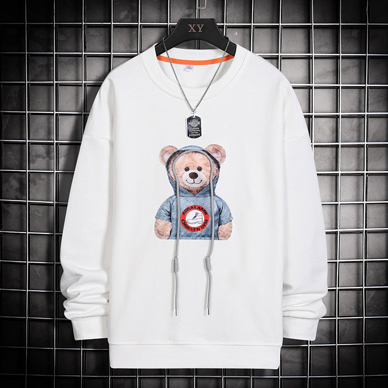 かわいい熊柄   カジュアル   丸首のパーカー