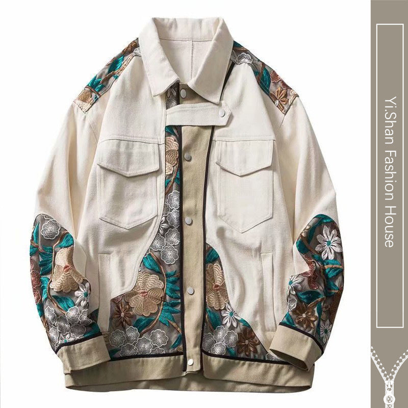 ゆったりしていて  欧米風  刺しゅう スタジャン