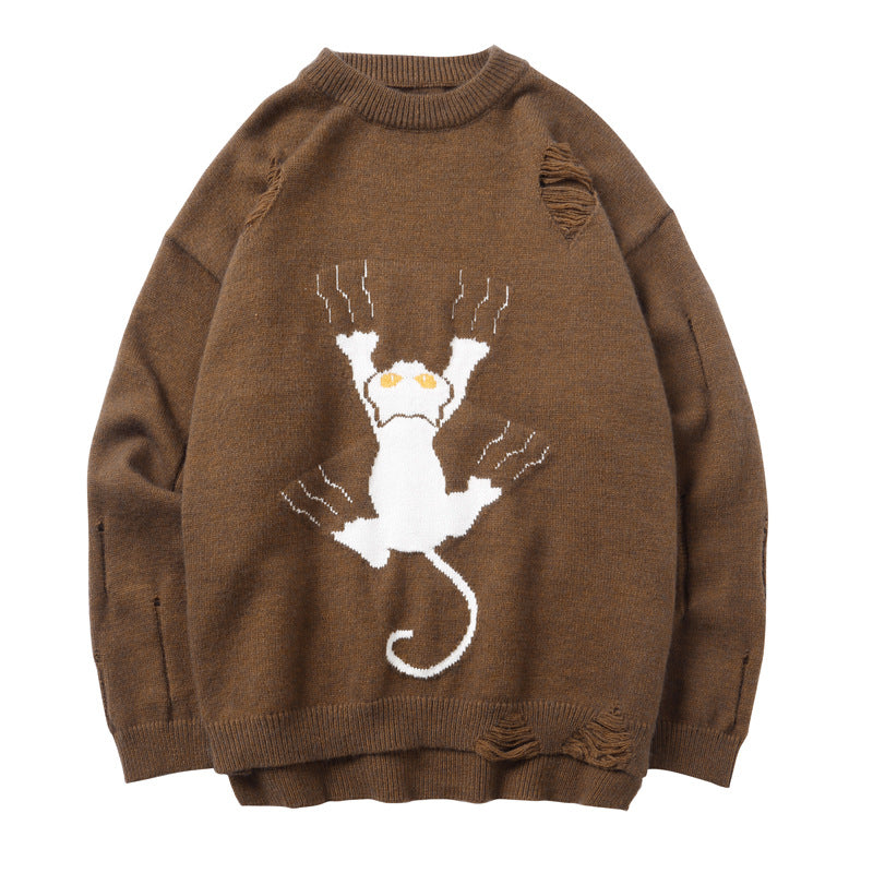 ユニークなデザイン 猫のひっかき傷 セーター