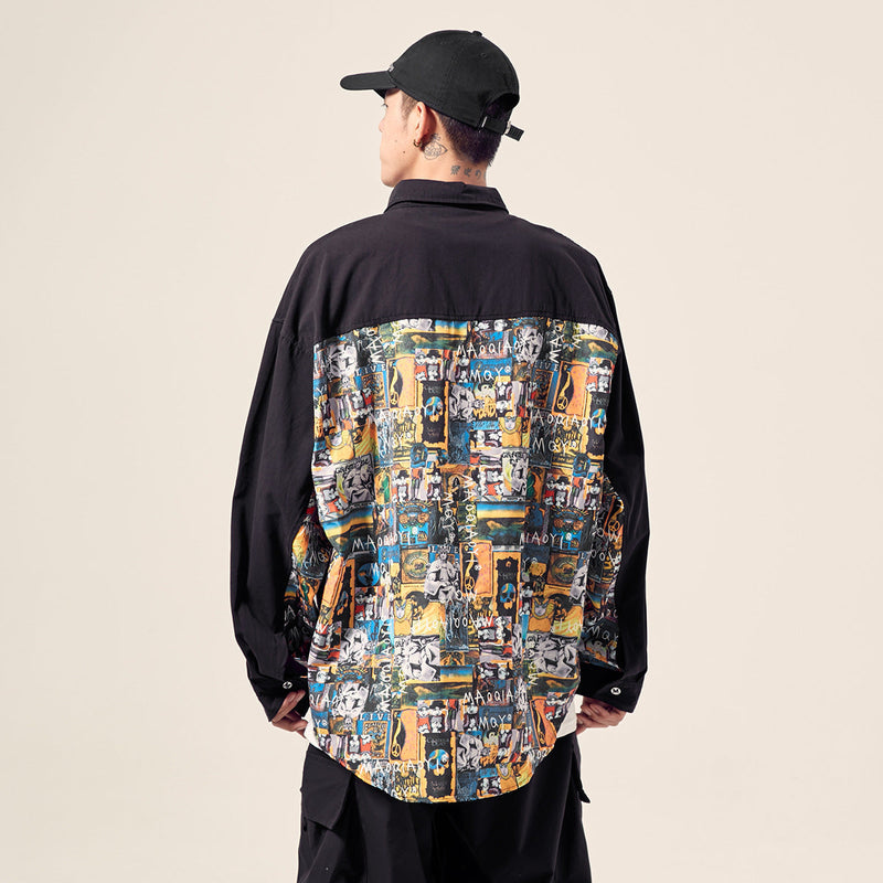 ハイストリートスタイル   スプライシング  落書き  シャツ