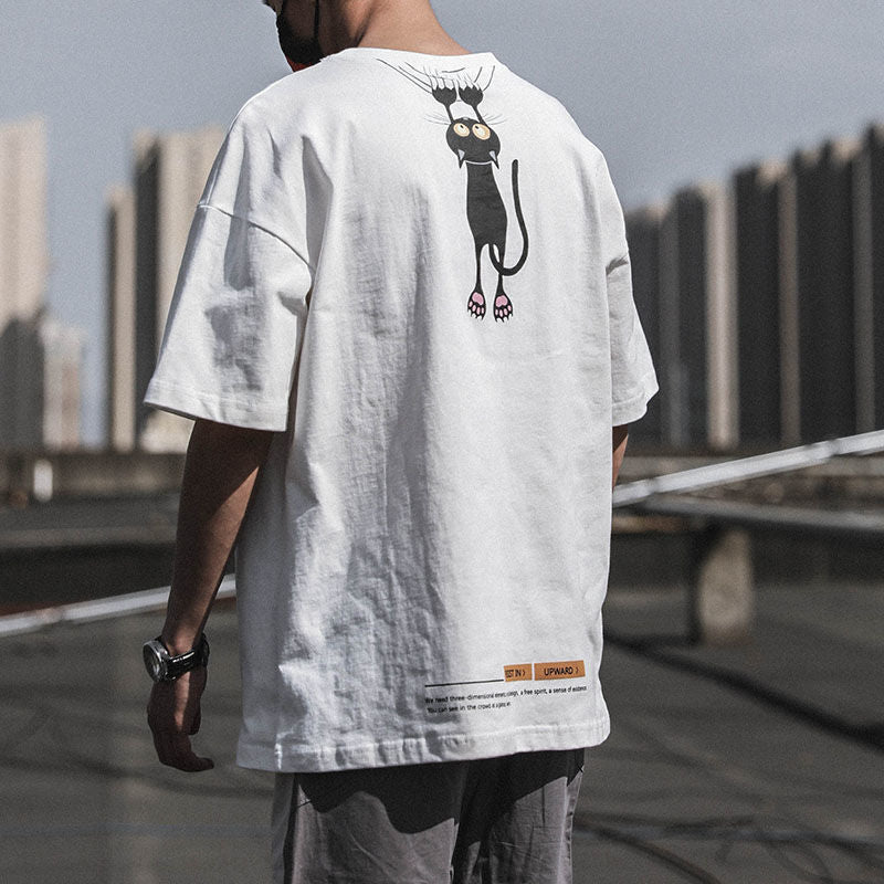 INS大人气 ユニークなデザイン  いたずらな子猫 半袖シャツ