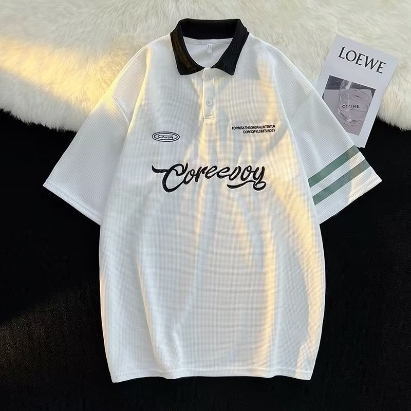 ワッフルシンプルファッション半袖シャツ