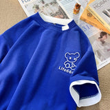 INS 人気商品 反射するクマ ワッフル カジュアル 半袖シャツ