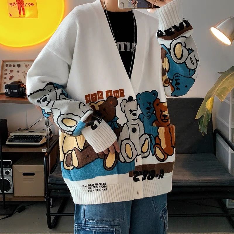 カジュアル 可愛い動物 ベアー柄 ニット セーター