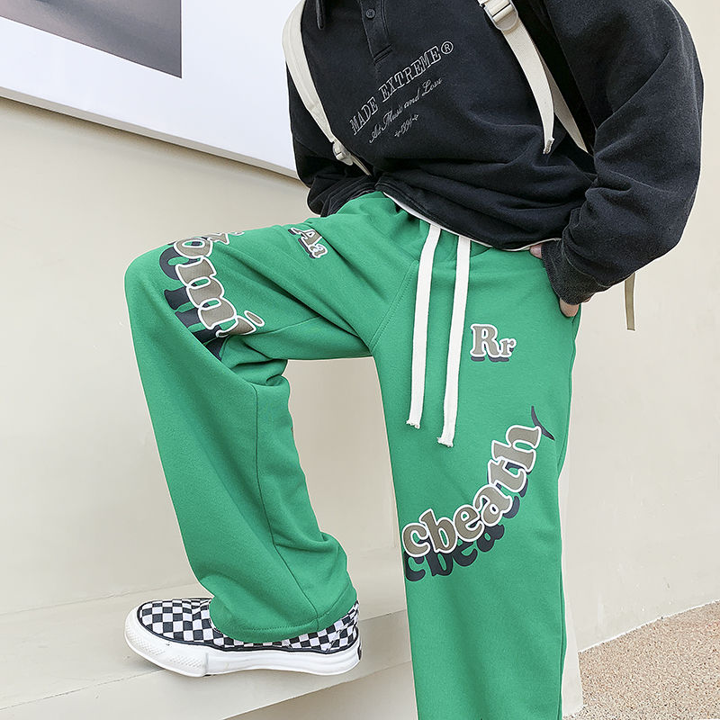 スリム ワイド ヒップホップ風レトロスラックス