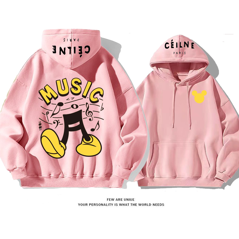 人気爆発カジュアルins映えカートゥーン音楽記号ファッションパーカー