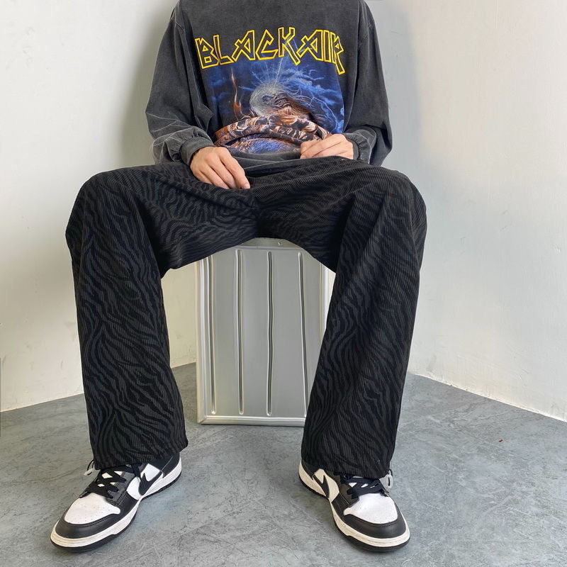 韓国ファッションプリント柄 ヒップホップ風  スラックス