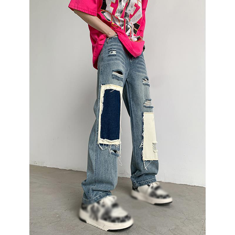 高品質 ユニークなデザイン 超カッコイイ ハイストリートスタイル ジーンズ